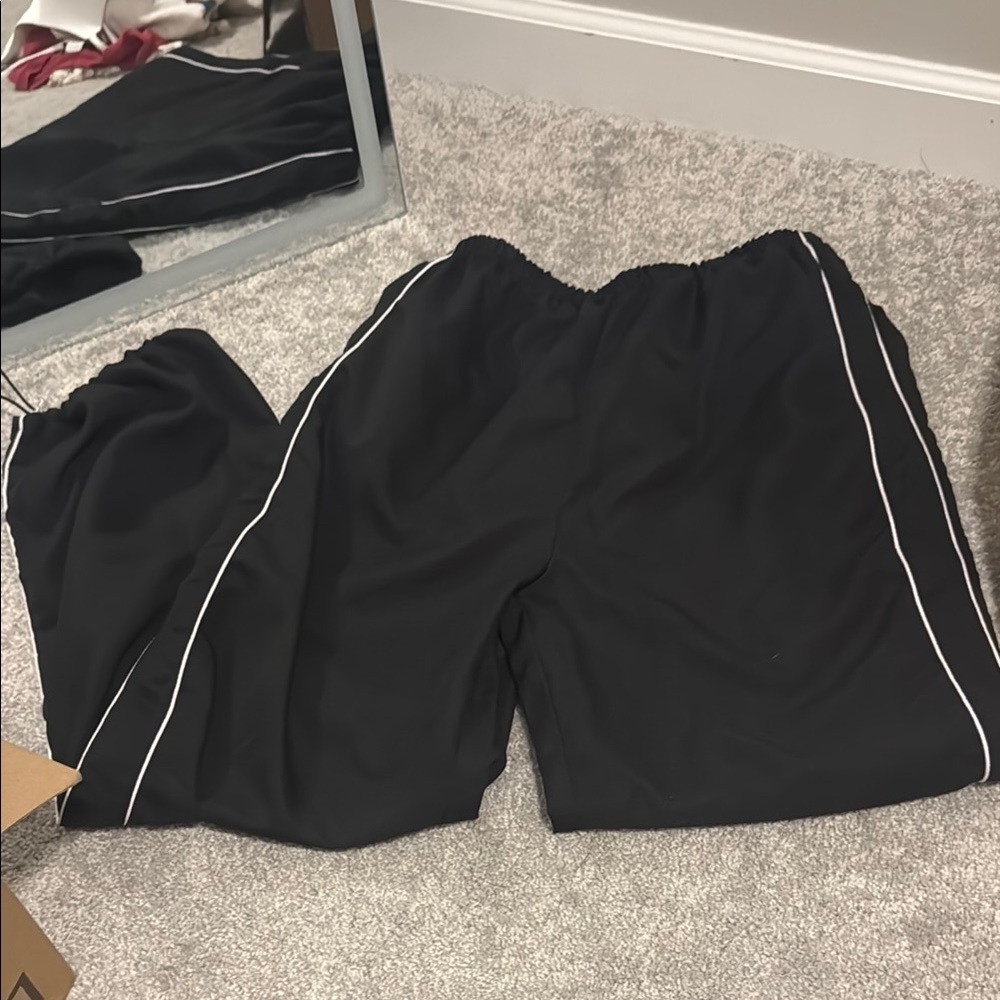 Black Athletic Pants with White Piping